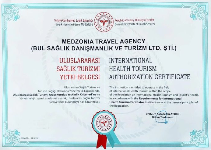 Medzonia international health tourism authorization certificate